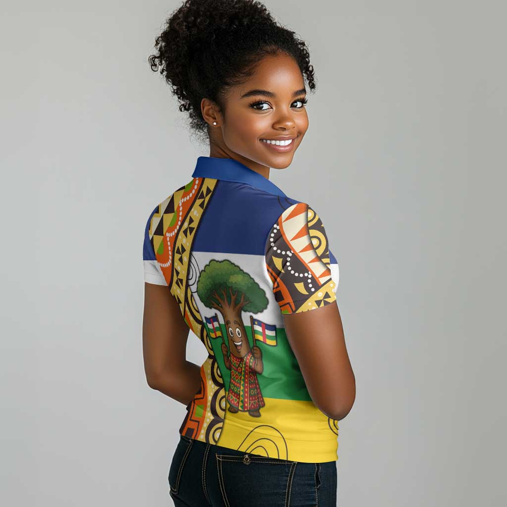 Central African Republic Women Polo Shirt Baobab and Flag - African Pride