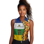 Central African Republic Women Sleeveless Polo Shirt Baobab and Flag - African Pride