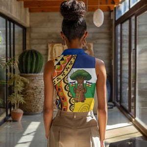 Central African Republic Women Sleeveless Polo Shirt Baobab and Flag - African Pride