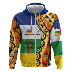 Central African Republic Zip Hoodie Baobab and Flag - African Pride