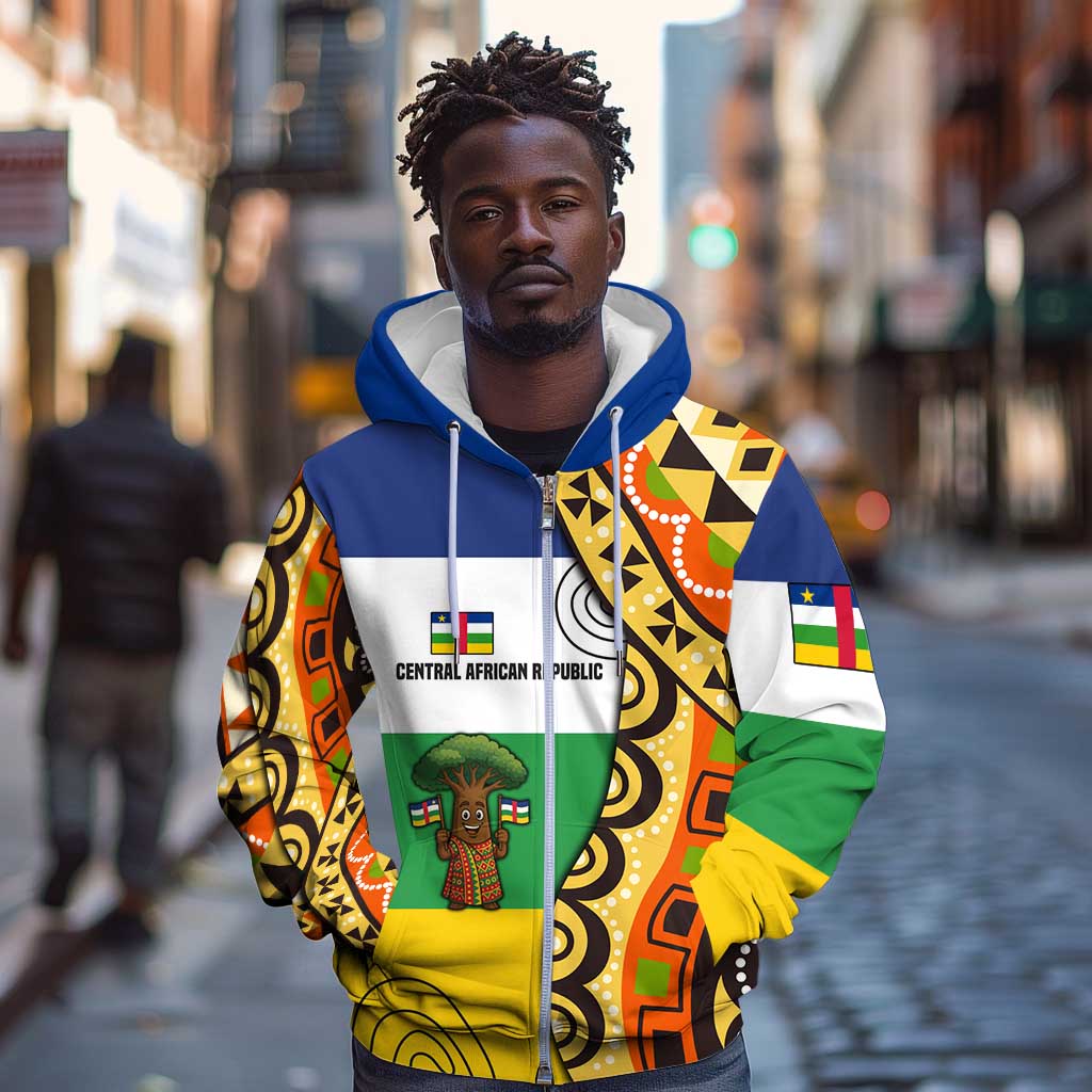 Central African Republic Zip Hoodie Baobab and Flag - African Pride