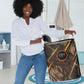 Aten Laundry Basket Ancient Egyptian Cracked Stone Hieroglyph, Solar Eclipse Emblem, and Radiant Sunburst - African Pride