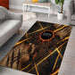 Aten Area Rug Ancient Egyptian Cracked Stone Hieroglyph, Solar Eclipse Emblem, and Radiant Sunburst - African Pride