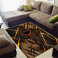 Aten Area Rug Ancient Egyptian Cracked Stone Hieroglyph, Solar Eclipse Emblem, and Radiant Sunburst - African Pride