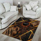 Aten Area Rug Ancient Egyptian Cracked Stone Hieroglyph, Solar Eclipse Emblem, and Radiant Sunburst - African Pride