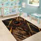 Aten Area Rug Ancient Egyptian Cracked Stone Hieroglyph, Solar Eclipse Emblem, and Radiant Sunburst - African Pride