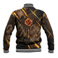 Aten Baseball Jacket Ancient Egyptian Cracked Stone Hieroglyph, Solar Eclipse Emblem, and Radiant Sunburst - African Pride