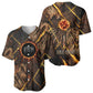 Aten Baseball Jersey Ancient Egyptian Cracked Stone Hieroglyph, Solar Eclipse Emblem, and Radiant Sunburst - African Pride