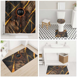 Aten Bathroom Set Ancient Egyptian Cracked Stone Hieroglyph, Solar Eclipse Emblem, and Radiant Sunburst - African Pride