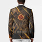 Aten Blazer Ancient Egyptian Cracked Stone Hieroglyph, Solar Eclipse Emblem, and Radiant Sunburst - African Pride