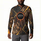Aten Button Sweatshirt Ancient Egyptian Cracked Stone Hieroglyph, Solar Eclipse Emblem, and Radiant Sunburst