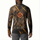 Aten Button Sweatshirt Ancient Egyptian Cracked Stone Hieroglyph, Solar Eclipse Emblem, and Radiant Sunburst