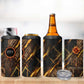 Aten 4 in 1 Can Cooler Tumbler Ancient Egyptian Cracked Stone Hieroglyph, Solar Eclipse Emblem, and Radiant Sunburst - African Pride