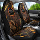 Aten Car Seat Cover Ancient Egyptian Cracked Stone Hieroglyph, Solar Eclipse Emblem, and Radiant Sunburst - African Pride
