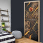 Aten Door Cover Ancient Egyptian Cracked Stone Hieroglyph, Solar Eclipse Emblem, and Radiant Sunburst - African Pride