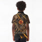 Aten Kid Polo Shirt Ancient Egyptian Cracked Stone Hieroglyph, Solar Eclipse Emblem, and Radiant Sunburst - African Pride