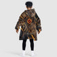 Aten Kid Wearable Blanket Hoodie Ancient Egyptian Cracked Stone Hieroglyph, Solar Eclipse Emblem, and Radiant Sunburst - African Pride