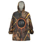 Aten Kid Wearable Blanket Hoodie Ancient Egyptian Cracked Stone Hieroglyph, Solar Eclipse Emblem, and Radiant Sunburst - African Pride