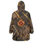 Aten Kid Wearable Blanket Hoodie Ancient Egyptian Cracked Stone Hieroglyph, Solar Eclipse Emblem, and Radiant Sunburst - African Pride