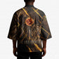 Aten Kimono Ancient Egyptian Cracked Stone Hieroglyph, Solar Eclipse Emblem, and Radiant Sunburst - African Pride