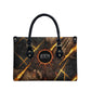 Aten Leather Bag Ancient Egyptian Cracked Stone Hieroglyph, Solar Eclipse Emblem, and Radiant Sunburst - African Pride