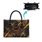Aten Leather Bag Ancient Egyptian Cracked Stone Hieroglyph, Solar Eclipse Emblem, and Radiant Sunburst - African Pride