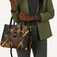 Aten Leather Bag Ancient Egyptian Cracked Stone Hieroglyph, Solar Eclipse Emblem, and Radiant Sunburst - African Pride