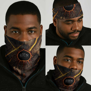 Aten Neck Gaiter Ancient Egyptian Cracked Stone Hieroglyph, Solar Eclipse Emblem, and Radiant Sunburst - African Pride