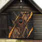 Aten Quilt Ancient Egyptian Cracked Stone Hieroglyph, Solar Eclipse Emblem, and Radiant Sunburst - African Pride