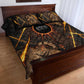 Aten Quilt Bed Set Ancient Egyptian Cracked Stone Hieroglyph, Solar Eclipse Emblem, and Radiant Sunburst - African Pride