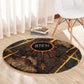 Aten Round Carpet Ancient Egyptian Cracked Stone Hieroglyph, Solar Eclipse Emblem, and Radiant Sunburst - African Pride