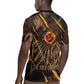 Aten Rugby Jersey Ancient Egyptian Cracked Stone Hieroglyph, Solar Eclipse Emblem, and Radiant Sunburst - African Pride