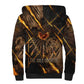 Aten Sherpa Hoodie Ancient Egyptian Cracked Stone Hieroglyph, Solar Eclipse Emblem, and Radiant Sunburst - African Pride