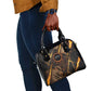 Aten Shoulder Handbag Ancient Egyptian Cracked Stone Hieroglyph, Solar Eclipse Emblem, and Radiant Sunburst - African Pride