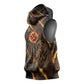 Aten Sleeveless Hoodie Ancient Egyptian Cracked Stone Hieroglyph, Solar Eclipse Emblem, and Radiant Sunburst - African Pride