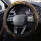 Aten Steering Wheel Cover Ancient Egyptian Cracked Stone Hieroglyph, Solar Eclipse Emblem, and Radiant Sunburst - African Pride