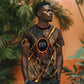 Aten T shirt Ancient Egyptian Cracked Stone Hieroglyph, Solar Eclipse Emblem, and Radiant Sunburst - African Pride
