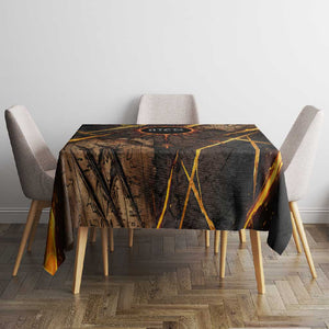Aten Tablecloth Ancient Egyptian Cracked Stone Hieroglyph, Solar Eclipse Emblem, and Radiant Sunburst - African Pride