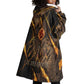 Aten Wearable Blanket Hoodie Ancient Egyptian Cracked Stone Hieroglyph, Solar Eclipse Emblem, and Radiant Sunburst - African Pride