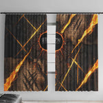 Aten Window Curtain Ancient Egyptian Cracked Stone Hieroglyph, Solar Eclipse Emblem, and Radiant Sunburst - African Pride