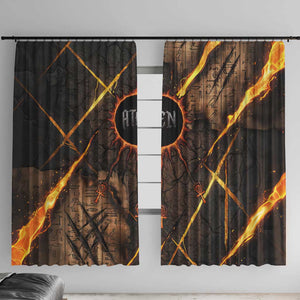 Aten Window Curtain Ancient Egyptian Cracked Stone Hieroglyph, Solar Eclipse Emblem, and Radiant Sunburst - African Pride