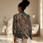 Aten Women Casual Shirt Ancient Egyptian Cracked Stone Hieroglyph, Solar Eclipse Emblem, and Radiant Sunburst - African Pride