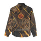 Aten Women Casual Shirt Ancient Egyptian Cracked Stone Hieroglyph, Solar Eclipse Emblem, and Radiant Sunburst - African Pride