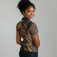 Aten Women Polo Shirt Ancient Egyptian Cracked Stone Hieroglyph, Solar Eclipse Emblem, and Radiant Sunburst - African Pride