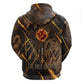 Aten Zip Hoodie Ancient Egyptian Cracked Stone Hieroglyph, Solar Eclipse Emblem, and Radiant Sunburst - African Pride
