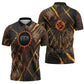 Aten Zipper Polo Shirt Ancient Egyptian Cracked Stone Hieroglyph, Solar Eclipse Emblem, and Radiant Sunburst - African Pride