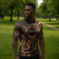 Aten Zipper Polo Shirt Ancient Egyptian Cracked Stone Hieroglyph, Solar Eclipse Emblem, and Radiant Sunburst - African Pride