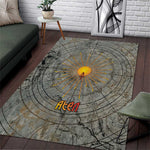 Aten Ancient Egyptian Area Rug with Gray Astronomical Chart, Radiant Sun Disc Emblem, and Ankh - African Pride