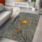 Aten Ancient Egyptian Area Rug with Gray Astronomical Chart, Radiant Sun Disc Emblem, and Ankh - African Pride