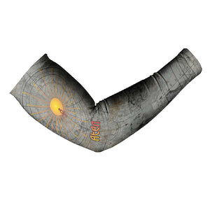 Aten Ancient Egyptian Arm Sleeves with Gray Astronomical Chart, Radiant Sun Disc Emblem, and Ankh - African Pride